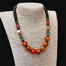 Load image into Gallery viewer, Classic Tibetan Red Blood Beeswax Old Wax Cake Necklace Abacus Bead Collarbone Chain Men&#39;s and Women&#39;s Ethnic Style Retro Neck Jewelry