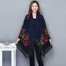 Load image into Gallery viewer, Autumn Outerwear Women&#39;s Mid Length Ethnic Style Cape Printed Loose Outerwear Cape with Oversized Cardigan