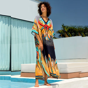 New Printing Vacation Beach Dress Loose Robe Bikini Blouse Sun Protection