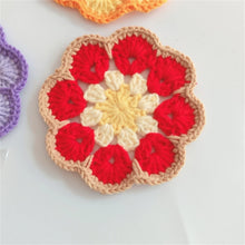 Load image into Gallery viewer, Hand-crocheted Coaster Cute Phoenix Tail Flower Coaster Tea Mat Wool Woven Hand Crochet Flower Piece