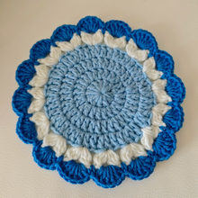 Load image into Gallery viewer, Hand-crocheted Blue Lace Coaster Wool Thermal Insulation Placemat