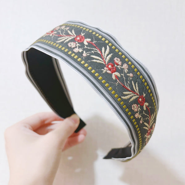 Ethnic Style Embroidery Headband, Retro Hair Accessories, Knotted in The Middle, Wide Edge Headband