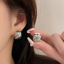 Load image into Gallery viewer, Cloud Ear Buckle Tibetan Style Retro Old Thai Silver Tang Grass Pattern Earrings