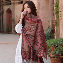 Load image into Gallery viewer, Red National Style Scarf Autumn and Winter Shawl