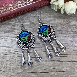 National Style Embroidered Tassel Earrings Retro Fashion Chime Earrings Ethnic Style Versatile Earrings