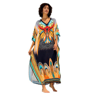 New Printing Vacation Beach Dress Loose Robe Bikini Blouse Sun Protection