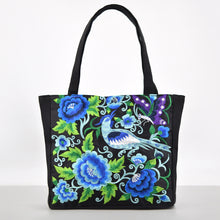 Load image into Gallery viewer, Ethnic Style Embroidered Shoulder Bag with Large Capacity Women&#39;s Tote Bag, Canvas, National Style Peony Handbag, Shopping Bag