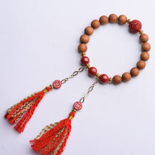 Load image into Gallery viewer, Handwoven Peach Wood Old Mountain Sandalwood Emperor Sand Vermilion Sand Handstring Female National Style Bead Handstring Buddha Bead Handchain Bracelet