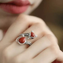 Load image into Gallery viewer, 925 Silver Retro Ethnic Style Fox Ring Opening Adjustment Old Versatile Simple Jewelry