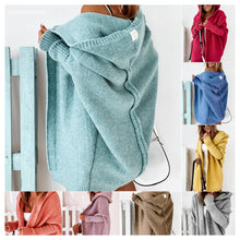 Load image into Gallery viewer, New Knitted Hoodie Sweater Temperament Commuter Bat Type Loose Purple Hooded Sweater Jacket Women