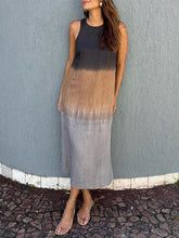 Load image into Gallery viewer, Women&#39;s Clothing Europe and The United States Summer Women&#39;s Casual Cotton and Linen Sleeveless Slit Gradual Change Dress