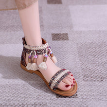 Load image into Gallery viewer, Bohemian Summer New Ethnic Fairy Open Toe Beaded Roman Sandals