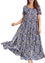 Load image into Gallery viewer, Summer Beach Medium and Long Dress Comfortable Pleated Dress Casual Loose Floral Dress