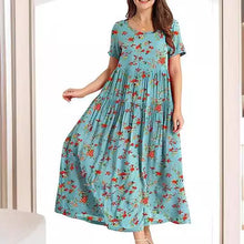 Load image into Gallery viewer, Summer Beach Medium and Long Dress Comfortable Pleated Dress Casual Loose Floral Dress