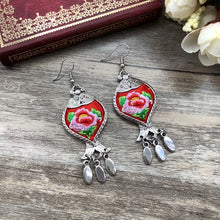 Load image into Gallery viewer, National Style Embroidered Tassel Earrings Retro Fashion Chime Earrings Ethnic Style Versatile Earrings