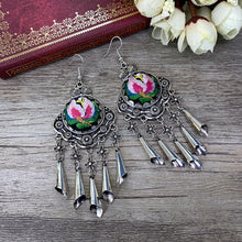 Load image into Gallery viewer, National Style Embroidered Tassel Earrings Retro Fashion Chime Earrings Ethnic Style Versatile Earrings