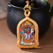 Load image into Gallery viewer, White Crystal Tiger&#39;s Eye Stone Necklace Tibetan Style Goddess of Wealth Zakiram Thangka Pendant Rope Girls Jewelry