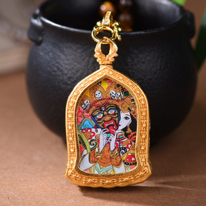 White Crystal Tiger's Eye Stone Necklace Tibetan Style Goddess of Wealth Zakiram Thangka Pendant Rope Girls Jewelry