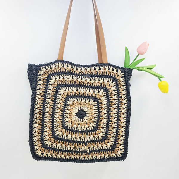 Summer Shoulder Fashion Woven Bag Beach Vacation Retro Casual Style Straw Woven Bag