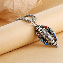 Load image into Gallery viewer, S925 Silver-plated Rotating Six-character Mantra Sutra Pendant, Men&#39;s and Women&#39;s Tibetan Style Retro and Old Necklace
