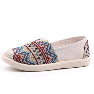 Ethnic Stripe Cloth Shoes Breathable Flat Sole Women's Single Shoes with One Step Lazy Canvas Shoes