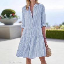 Load image into Gallery viewer, Women&#39;s Clothing Autumn Long Sleeve Women&#39;s Striped Shirt Dress