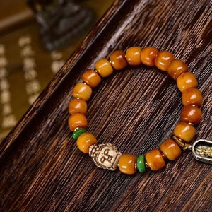 Tibetan Yak Bone Bucket Beads Cultural Play Bracelet Single Circle Return Bone Guanyin Accessories Tibetan Retro Men's and Women's Versatile Bracelet