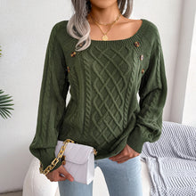 Load image into Gallery viewer, 2025 Autumn and Winter Casual Square Collar Nail Button Twist Knitted Pullover Sweater