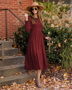 Autumn New Women Elegant Retro French Round Neck High Waist Dress Skirt