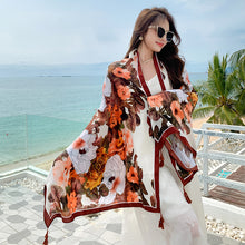 Load image into Gallery viewer, Casual Fashion Joker Personality Camellia Shawl Outdoor Travel and Play Comfortable Sunshade Cloak Shawl