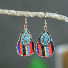 Load image into Gallery viewer, Creative Personality Ethnic Style Earrings Woven Fabric Mixed Color Diamond Earrings