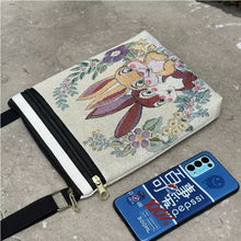 Load image into Gallery viewer, Woven Flower Cloth Bags, Retro Mobile Phone Change Bags, Two-layer Black Belts