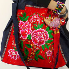 Load image into Gallery viewer, Original Tibetan Style Ethnic Style Embroidery Bag Vintage High Capacity Travel Denim One Shoulder Large Bag Women&#39;s Bag