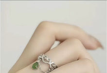 Load image into Gallery viewer, Jasper Water Drop Ring 925 Silver Women's Niche High-end Light Luxury Love Hollow Flower Carving Open Index Finger Ring