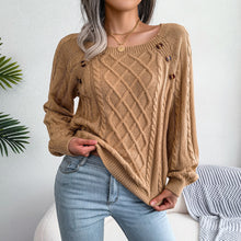 Load image into Gallery viewer, 2025 Autumn and Winter Casual Square Collar Nail Button Twist Knitted Pullover Sweater