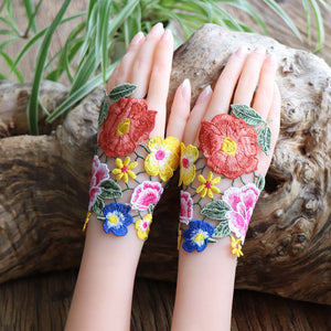 Ethnic Fabric Art Ethnic Style Hollow Lace Embroidery Gloves Wristband Bracelet