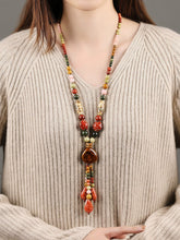 Load image into Gallery viewer, Ethnic Style High-end Ceramic Sweater Chain Women&#39;s Long Versatile Pendant Autumn and Winter Necklace 2023 New Jewelry Pendant