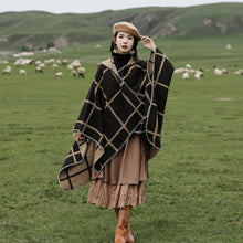 Load image into Gallery viewer, Hooded Cloak Shawl Coffee Premium Tibet Scarf