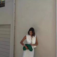 Load image into Gallery viewer, 6 Colors Breathable Cotton and Linen Pleated Sleeveless Straps, Women's Shirts, High Street Long Skirts.