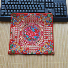 Load image into Gallery viewer, Ethnic Style Embroidery Placemat Yi Fabric Embroidery Heat Insulation Mat Tea Square Mat Table Coffee Table Anti-scalding and Non-slip Mat