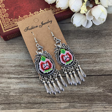 Load image into Gallery viewer, National Style Embroidered Tassel Earrings Retro Fashion Chime Earrings Ethnic Style Versatile Earrings