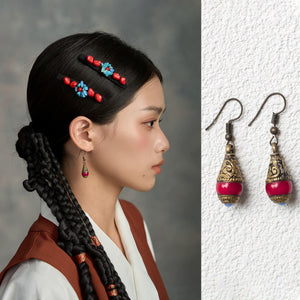 Nepalese Beeswax Earrings, Tibetan Niche Retro Ethnic Jewelry Earrings