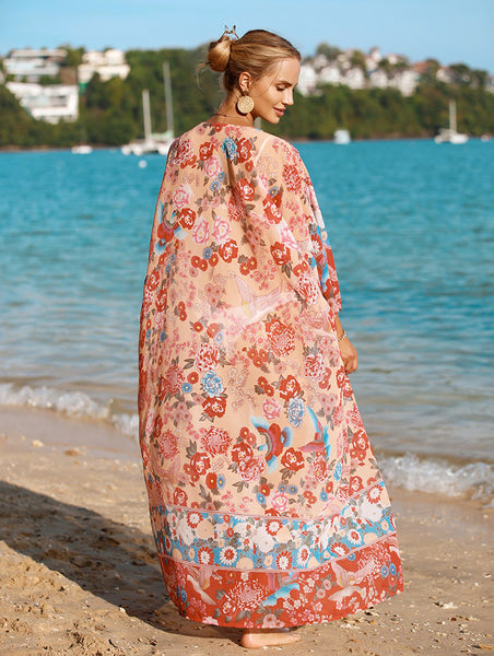 Bohemian New Knitted Print Holiday Robe Beach Dress