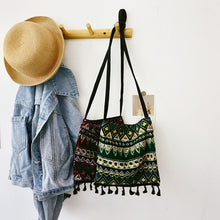 Load image into Gallery viewer, Original Ethnic Style Single Shoulder Bag with Tassel Retro Art Cross Shoulder Bag with Bohemian Style Fabric Bag