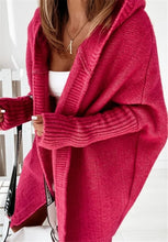Load image into Gallery viewer, New Knitted Hoodie Sweater Temperament Commuter Bat Type Loose Purple Hooded Sweater Jacket Women