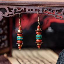 Load image into Gallery viewer, Retro Ethnic Style Nepalese Earrings, Natural Red Stone Earrings, Simple and Atmospheric Versatile Tibetan Niche Design Earrings