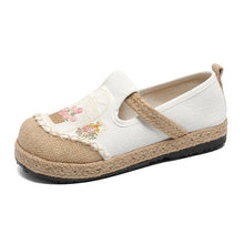 Load image into Gallery viewer, New Embroidered Cloth Shoes Flat Bottom Shallow Mouth Woven Cloth Shoes Lazy One Pedal Round Head Splicing Women's Cloth Shoes