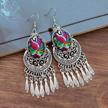 Load image into Gallery viewer, National Style Embroidered Tassel Earrings Retro Fashion Chime Earrings Ethnic Style Versatile Earrings