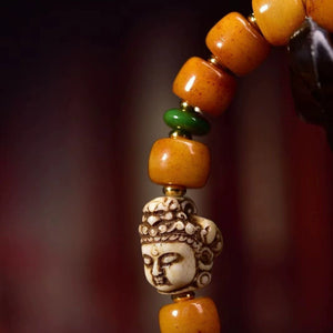 Tibetan Yak Bone Bucket Beads Cultural Play Bracelet Single Circle Return Bone Guanyin Accessories Tibetan Retro Men's and Women's Versatile Bracelet