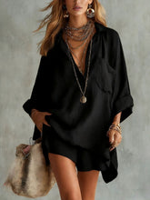 Load image into Gallery viewer, Summer New Women's Fashion Cotton Linen Pockets Beach Shorts Shirt Set